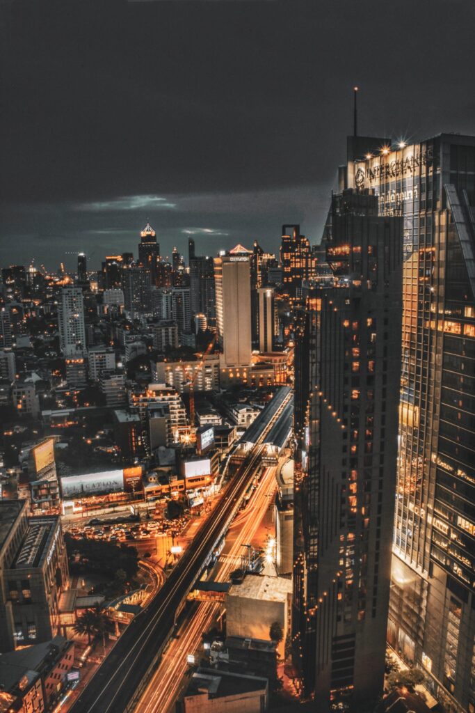Ночной вид Бангкок небоскрёбы