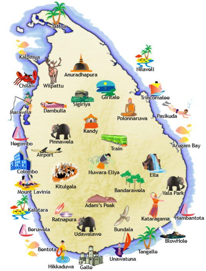 Карта курортов Шри-Ланка